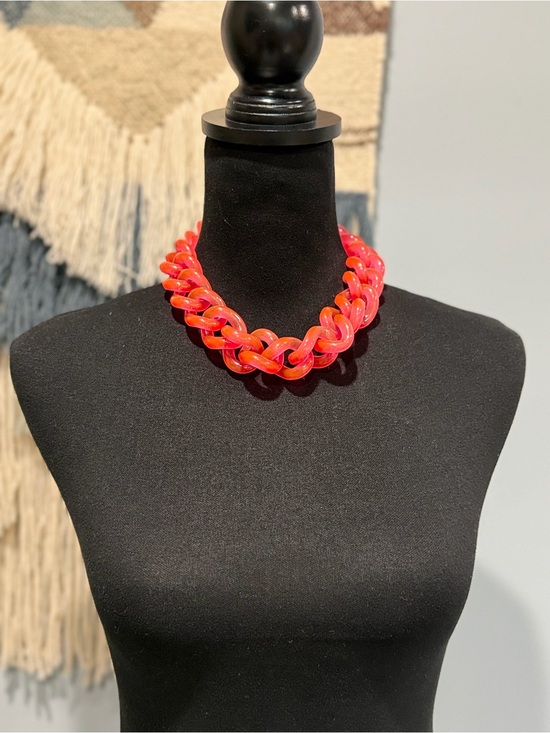 J. Crew Jewelry - J.Crew Vibrant Coral Chunky Chain Statement Necklace Acrylic Link Collar